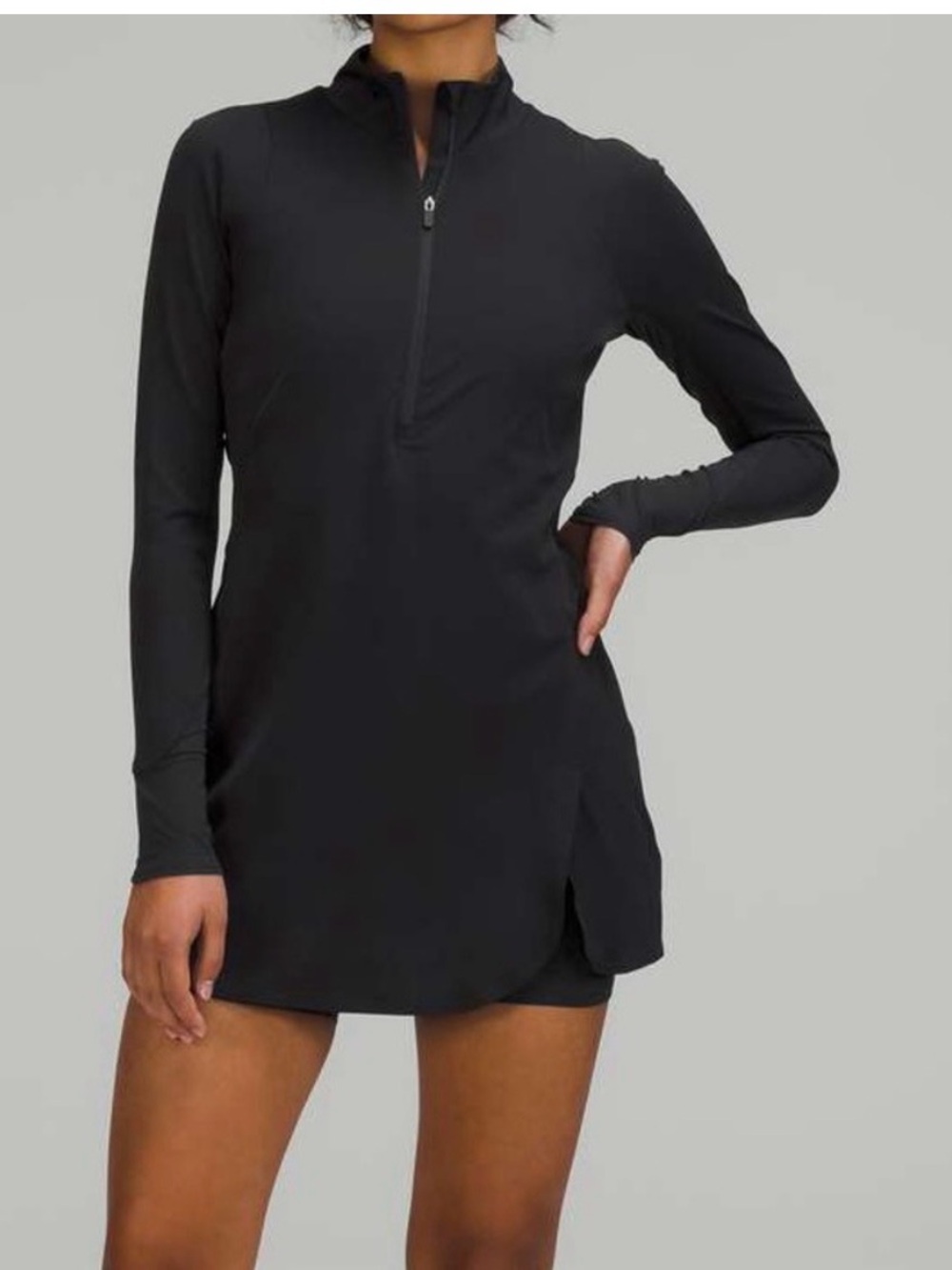 lululemon athletica Black Long-Sleeve Quarter-Zip Athletic Dress